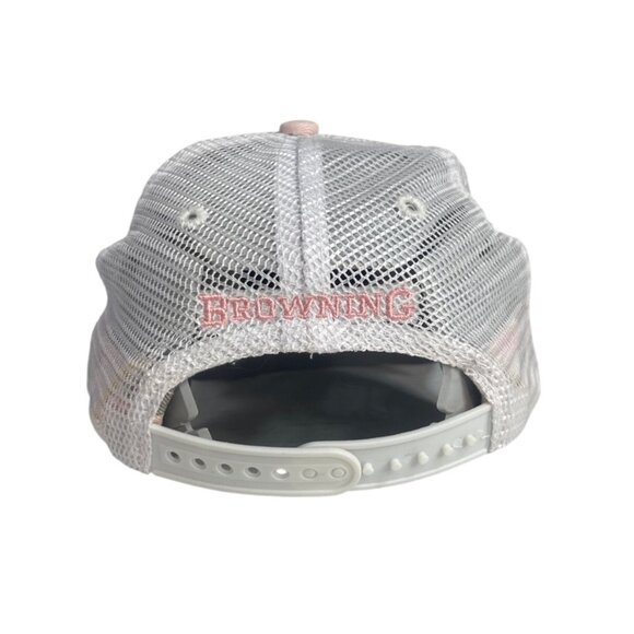 Browning Camo Trucker Hat Mesh Back Pink Gray Embroidered Logo Adjustable - Picture 2 of 8